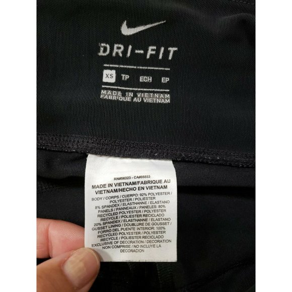 Nike DRI-FIT Women's Cropped Mesh Vent Panels Black Leggings XS Extra Small - Picture 5 of 8